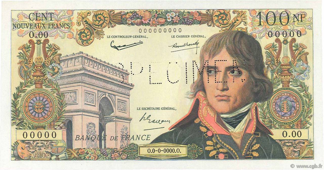 100 Nouveaux Francs BONAPARTE Épreuve FRANCE  1959 F.59.00Ed UNC
