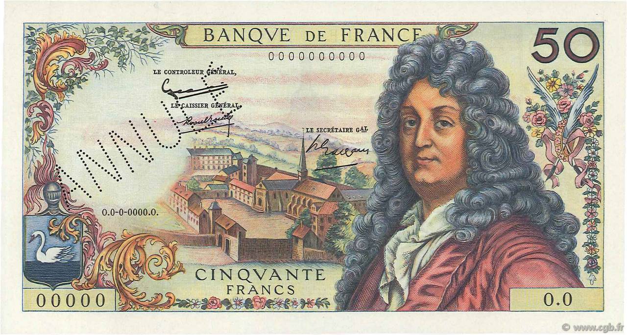 50 Francs RACINE Épreuve FRANCE  1962 F.64.00Ed1 UNC