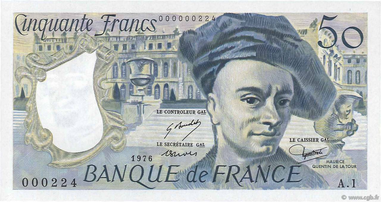 50 Francs QUENTIN DE LA TOUR Petit numéro FRANKREICH  1976 F.67.01A1 fST+