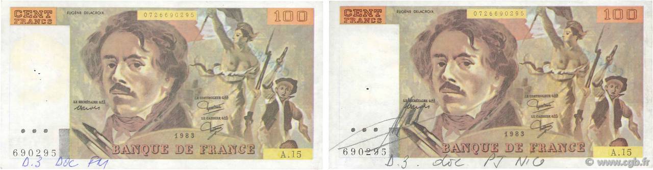 100 Francs DELACROIX modifié Faux FRANCE  1978 F.69.00x XF