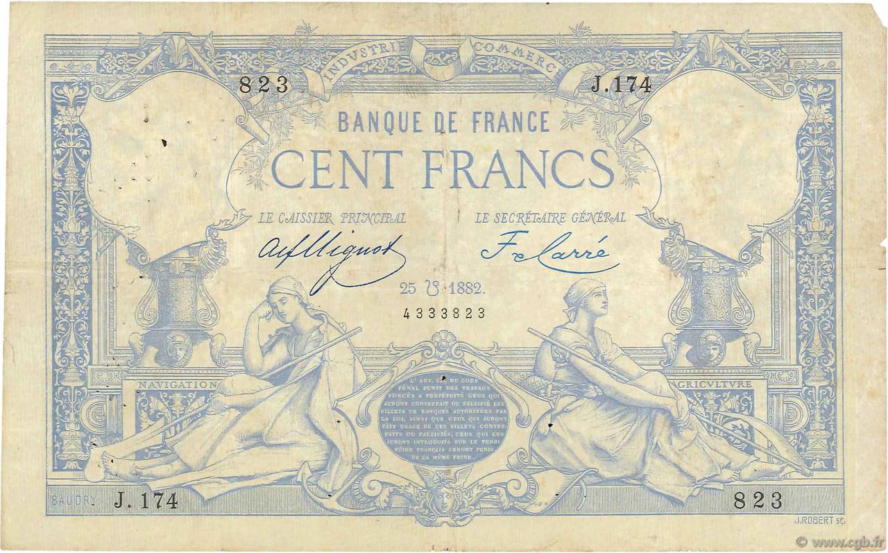 100 Francs type 1882 Lion inversé FRANKREICH  1882 F.A48bis.01 S