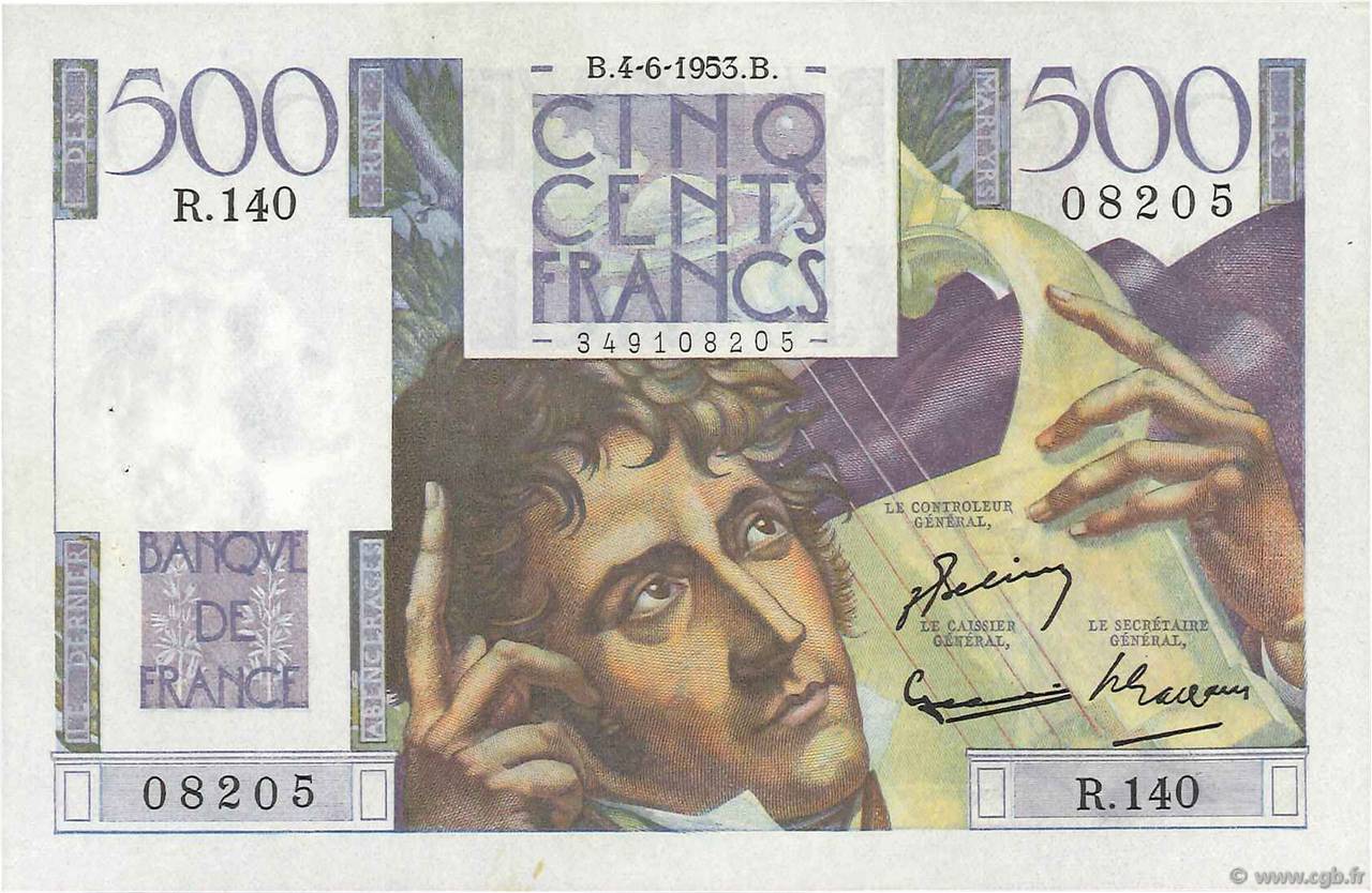 500 Francs CHATEAUBRIAND FRANCIA  1953 F.34.12 SPL+
