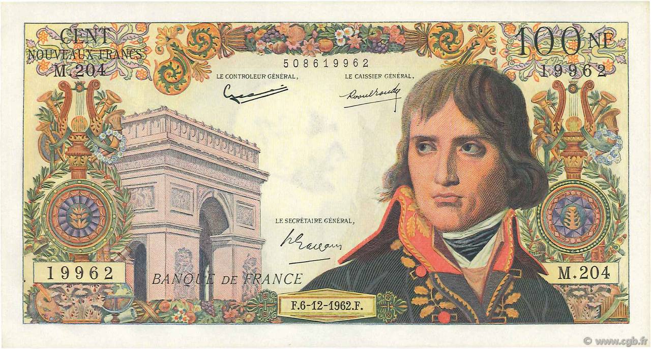 100 Nouveaux Francs BONAPARTE FRANCE  1962 F.59.18 AU-