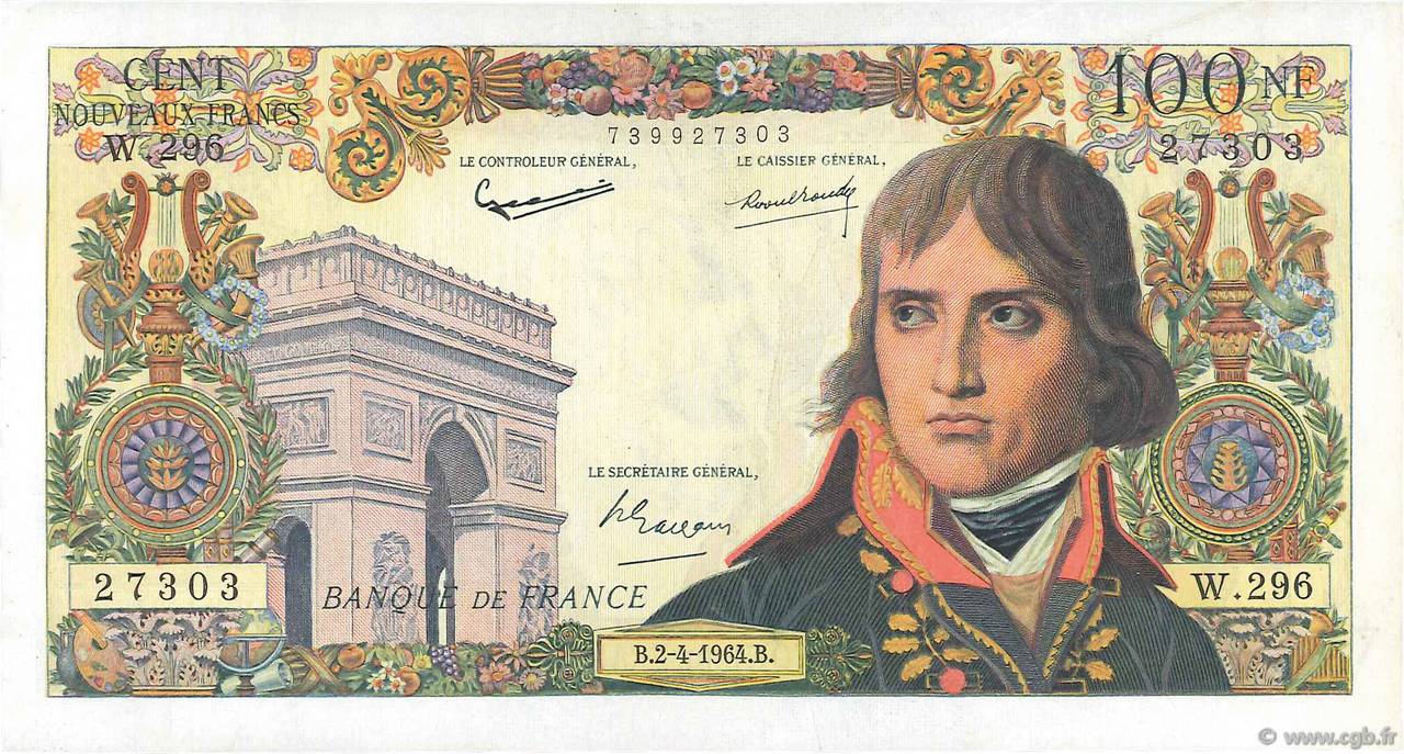 100 Nouveaux Francs BONAPARTE FRANCIA  1964 F.59.26 SPL