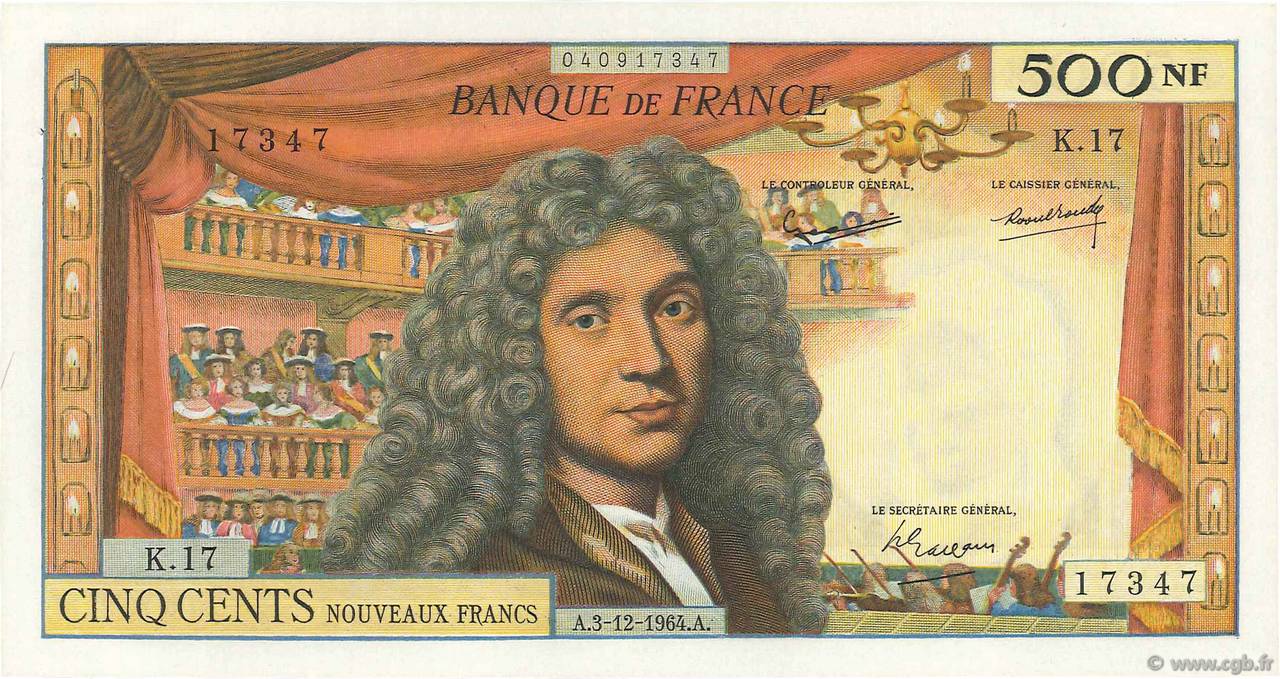 500 Nouveaux Francs MOLIÈRE FRANCIA  1964 F.60.07 SC