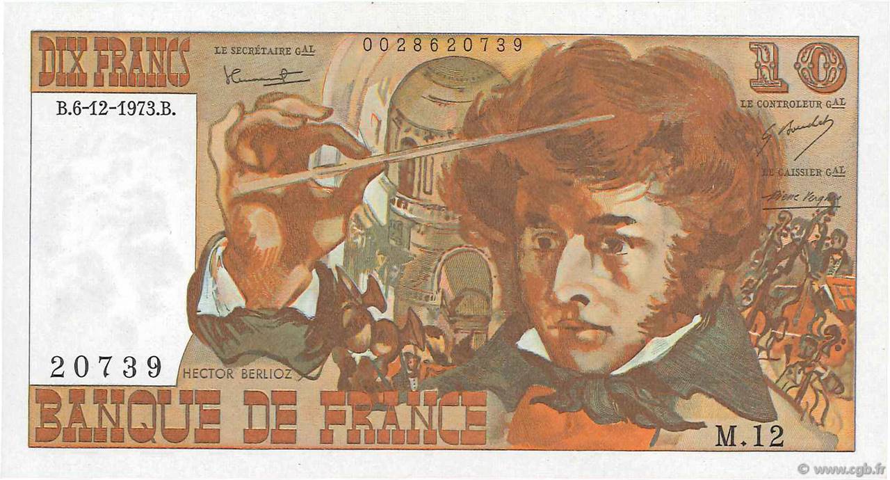 10 Francs BERLIOZ FRANCIA  1973 F.63.02 FDC