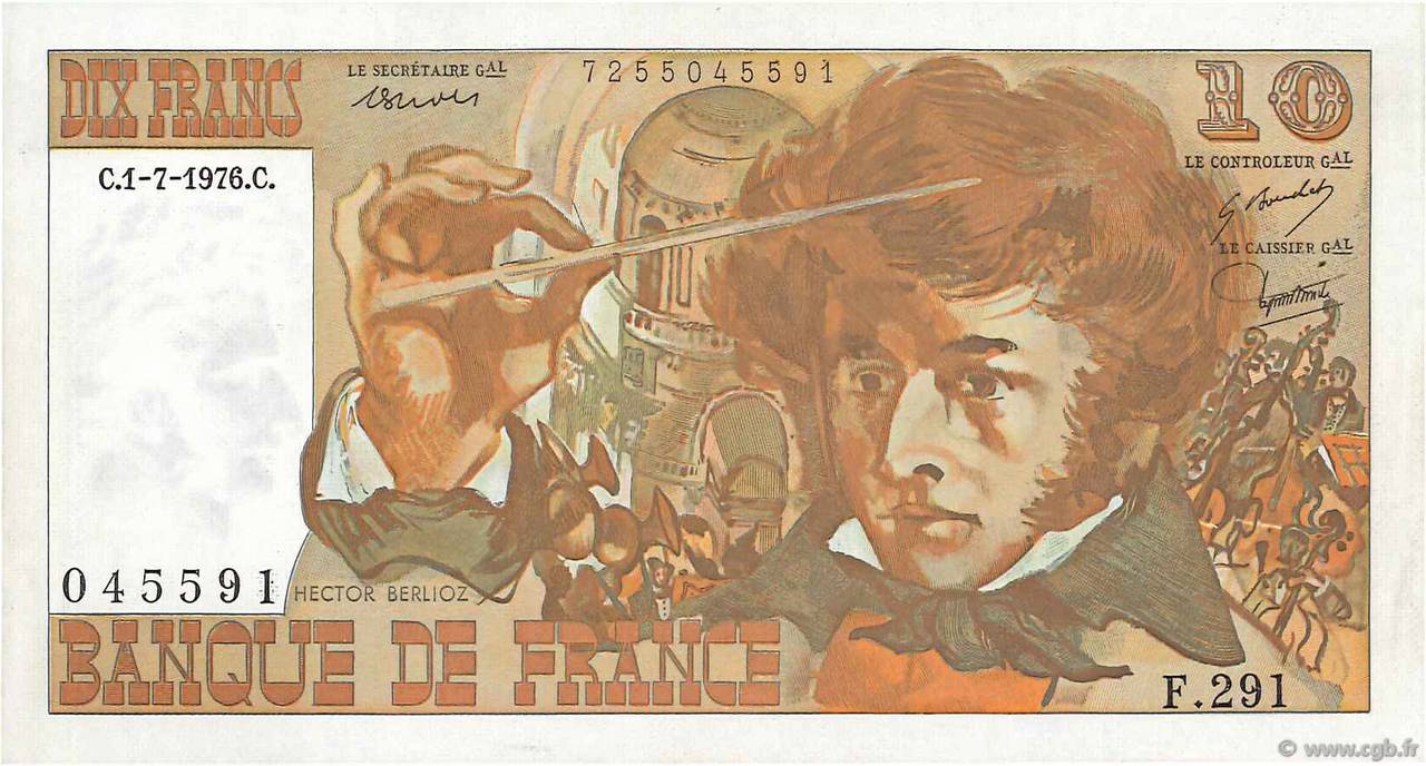 10 Francs BERLIOZ Fauté FRANKREICH  1976 F.63.19 fST
