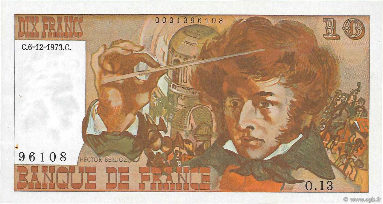 10 Francs BERLIOZ sans signatures FRANKREICH  1978 F.63bis.01 VZ+