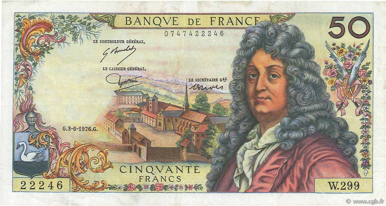 50 Francs RACINE FRANCIA  1976 F.64.33b BB