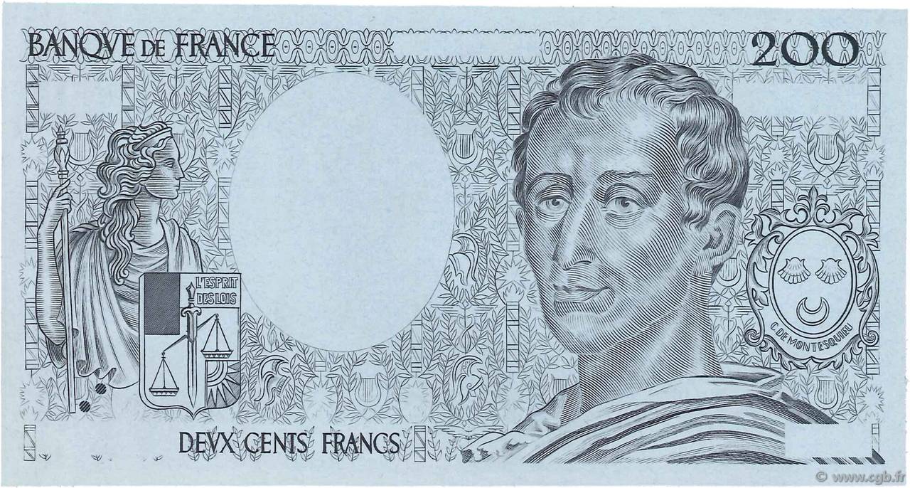 200 Francs MONTESQUIEU Épreuve FRANCE  1981 F.70.00Ec pr.NEUF