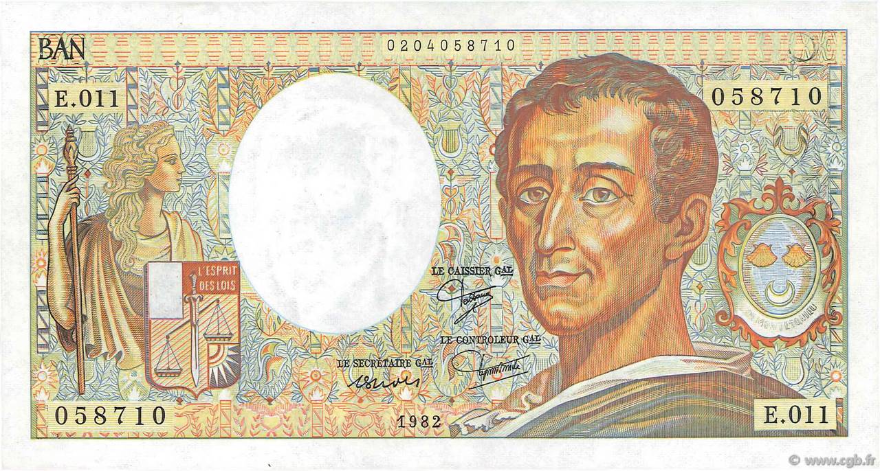 200 Francs MONTESQUIEU Fauté FRANCIA  1982 F.70.02 AU
