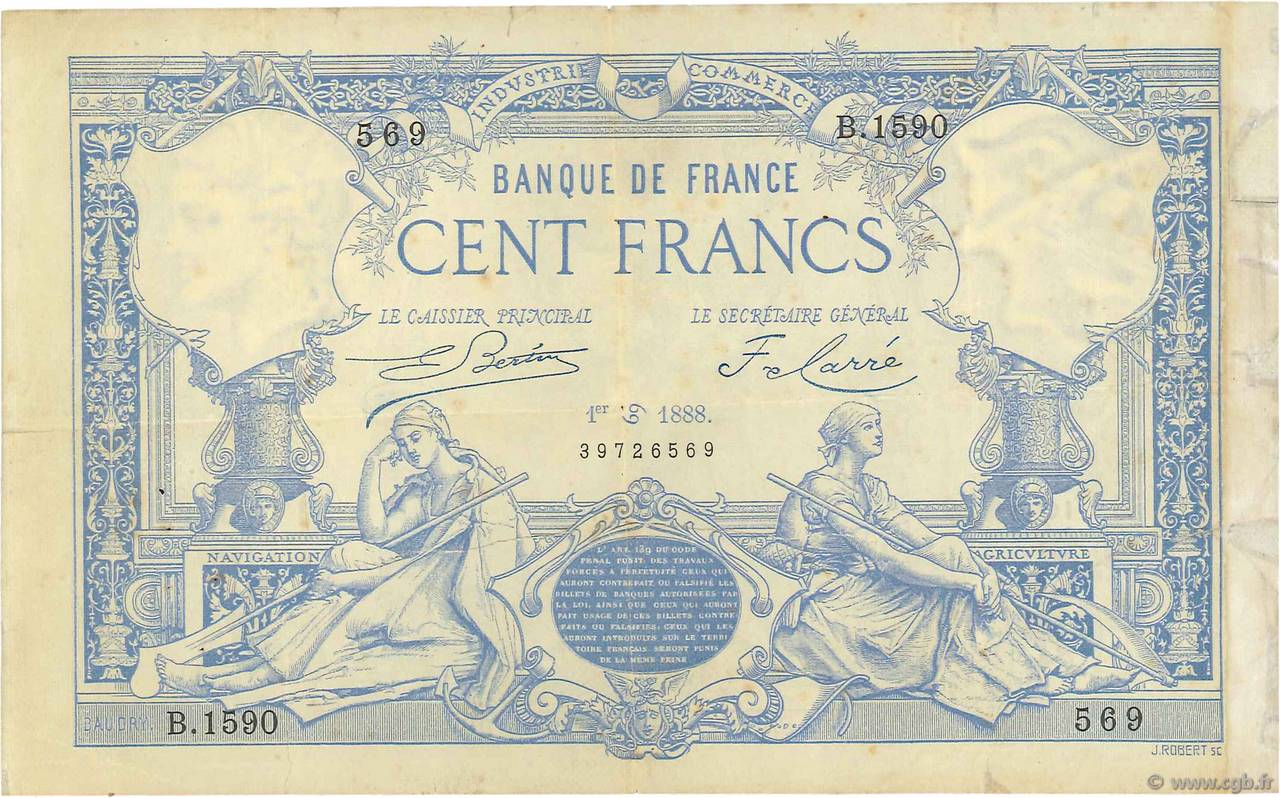 100 Francs type 1882 FRANCE  1888 F.A48.08 pr.TB