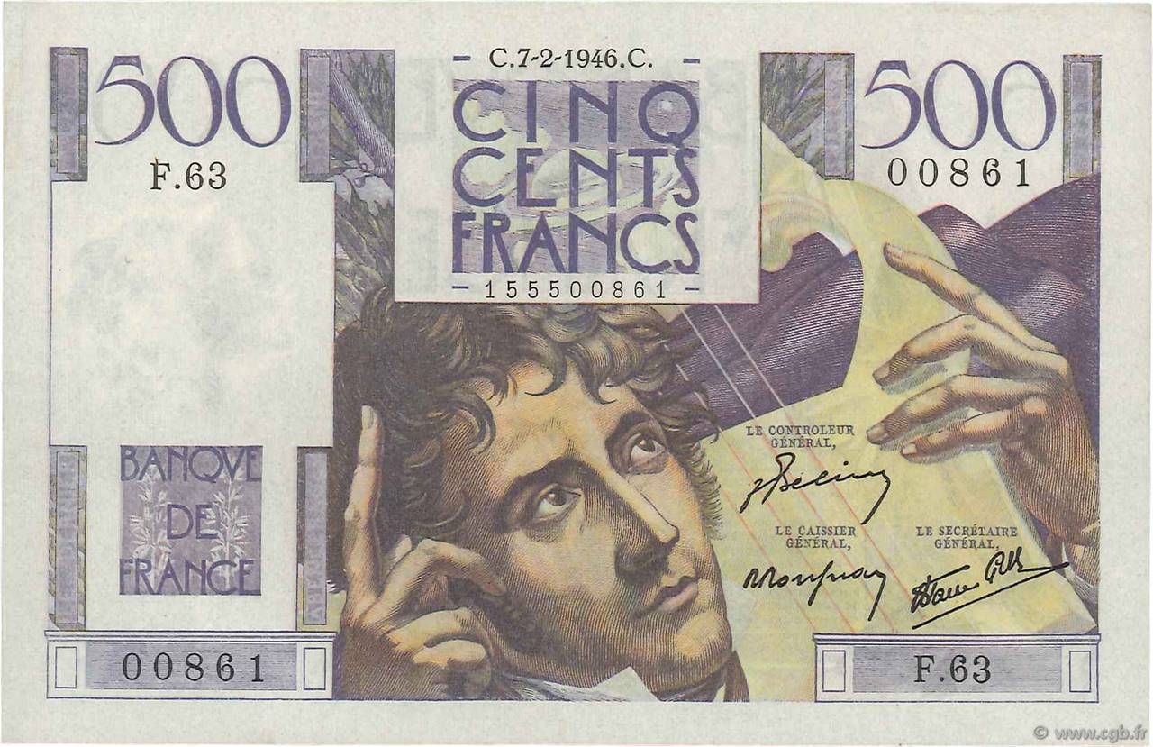 500 Francs CHATEAUBRIAND FRANCE  1946 F.34.04 XF