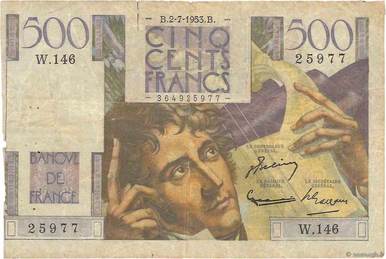500 Francs CHATEAUBRIAND FRANCIA  1953 F.34.13 q.B