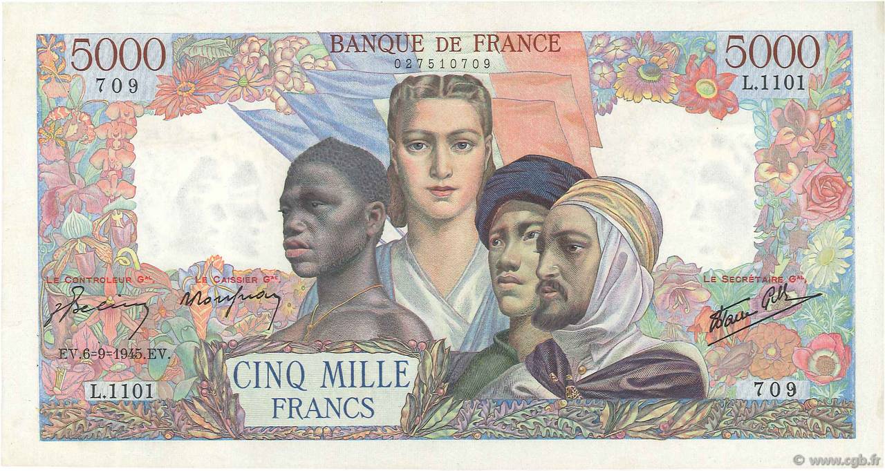 5000 Francs EMPIRE FRANÇAIS FRANCIA  1945 F.47.42 EBC
