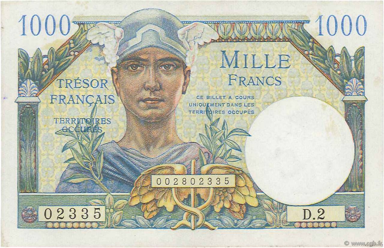 1000 Francs TRÉSOR FRANÇAIS FRANCE  1947 VF.33.02 SPL