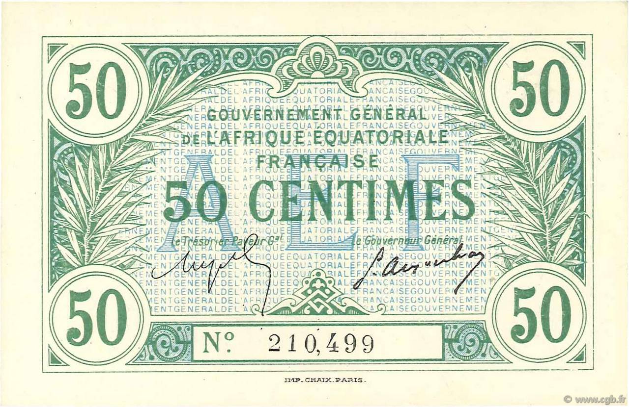 50 Centimes AFRIQUE ÉQUATORIALE FRANÇAISE  1917 P.01a UNC