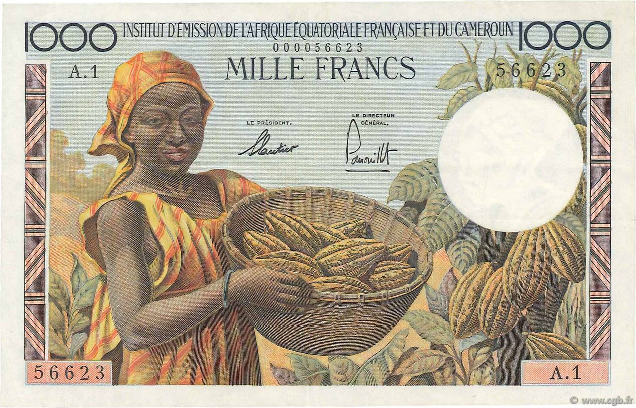 1000 Francs AFRIQUE ÉQUATORIALE FRANÇAISE  1957 P.34 XF