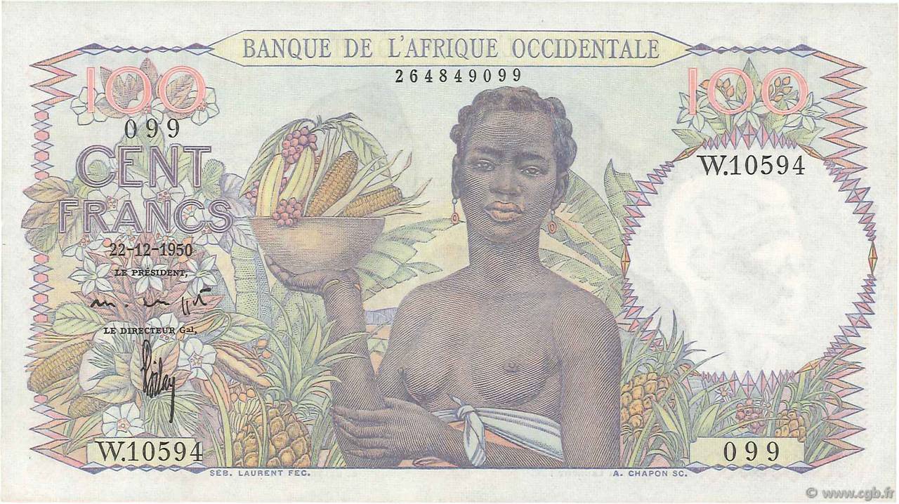 100 Francs FRENCH WEST AFRICA  1950 P.40 SC+