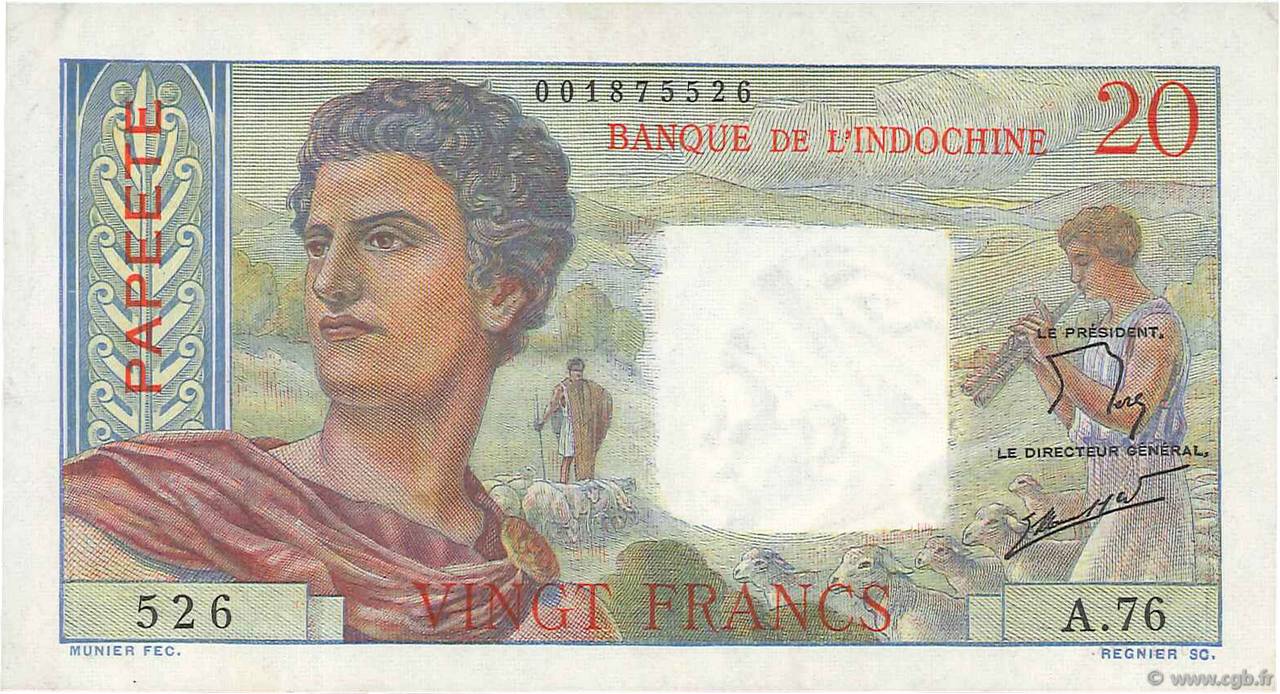 20 Francs TAHITI  1963 P.21c VZ+