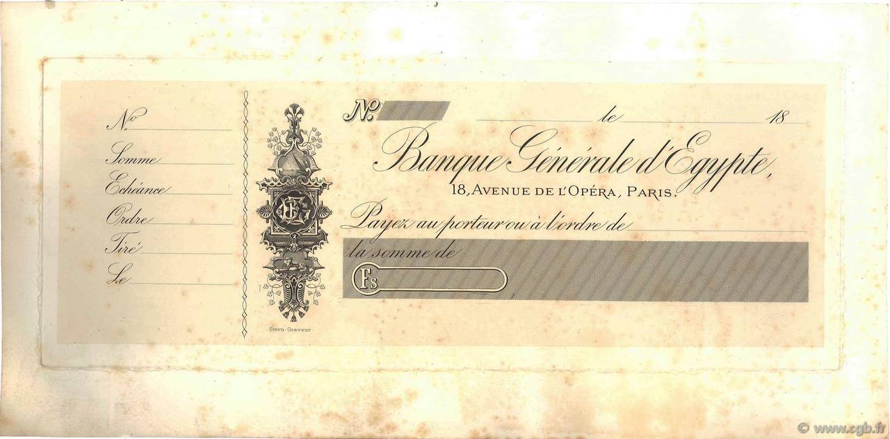 Francs FRANCE regionalismo e varie Paris 1865 DOC.Chèque SPL