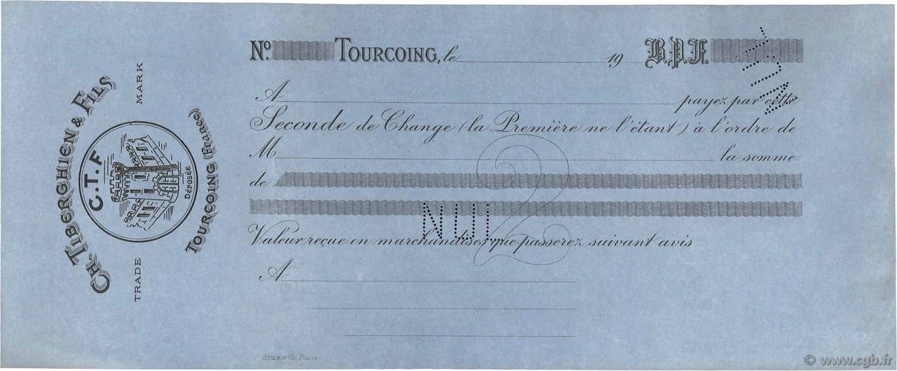 Francs Non émis FRANCE régionalisme et divers Tourcoing 1900 DOC.Lettre SUP