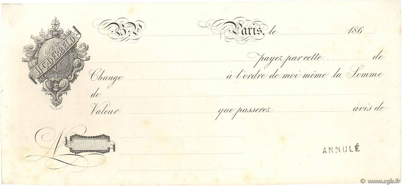 Francs Épreuve FRANCE régionalisme et divers Paris 1860 DOC.Lettre SUP
