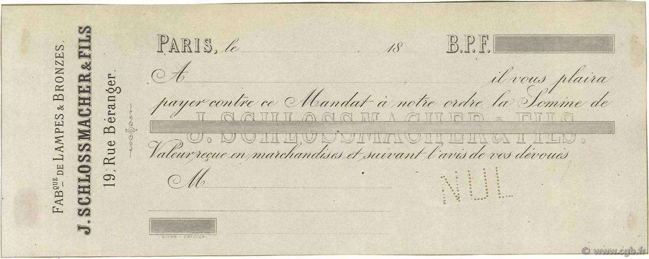 Francs Non émis FRANCE regionalism and miscellaneous Paris 1850 DOC.Mandat XF