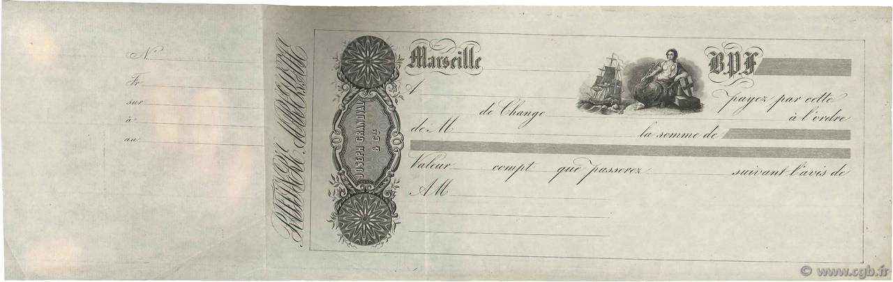 Francs FRANCE regionalism and various Marseille 1860 DOC.Lettre VF