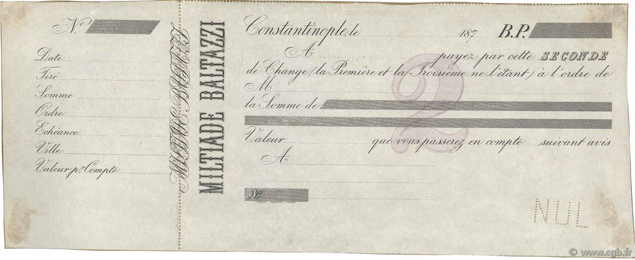 (B.P.) Non émis FRANCE regionalism and various Constantinople 1870 DOC.Lettre VF