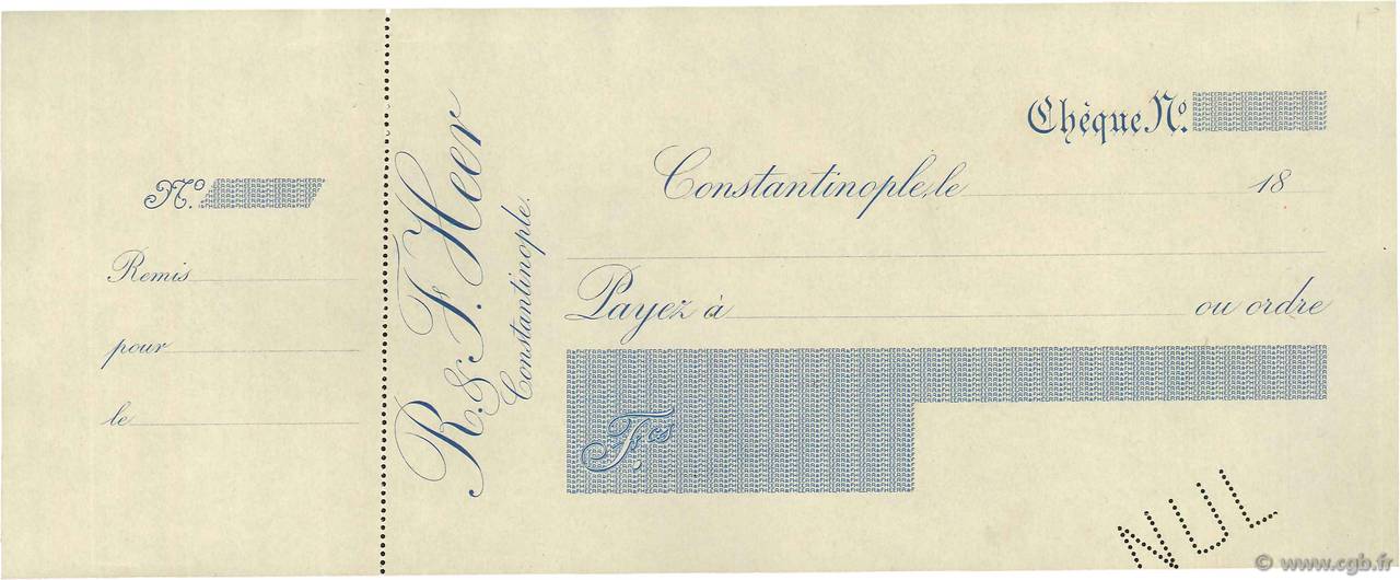 Francs Non émis FRANCE regionalism and various Constantinople 1865 DOC.Chèque XF