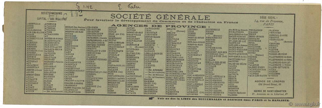 Francs FRANCE regionalism and various Paris 1909 DOC.Chèque XF