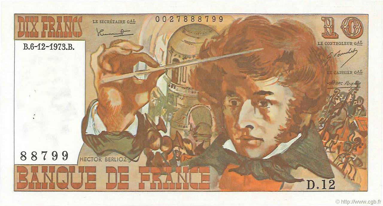 10 Francs BERLIOZ FRANCIA  1973 F.63.02 SPL