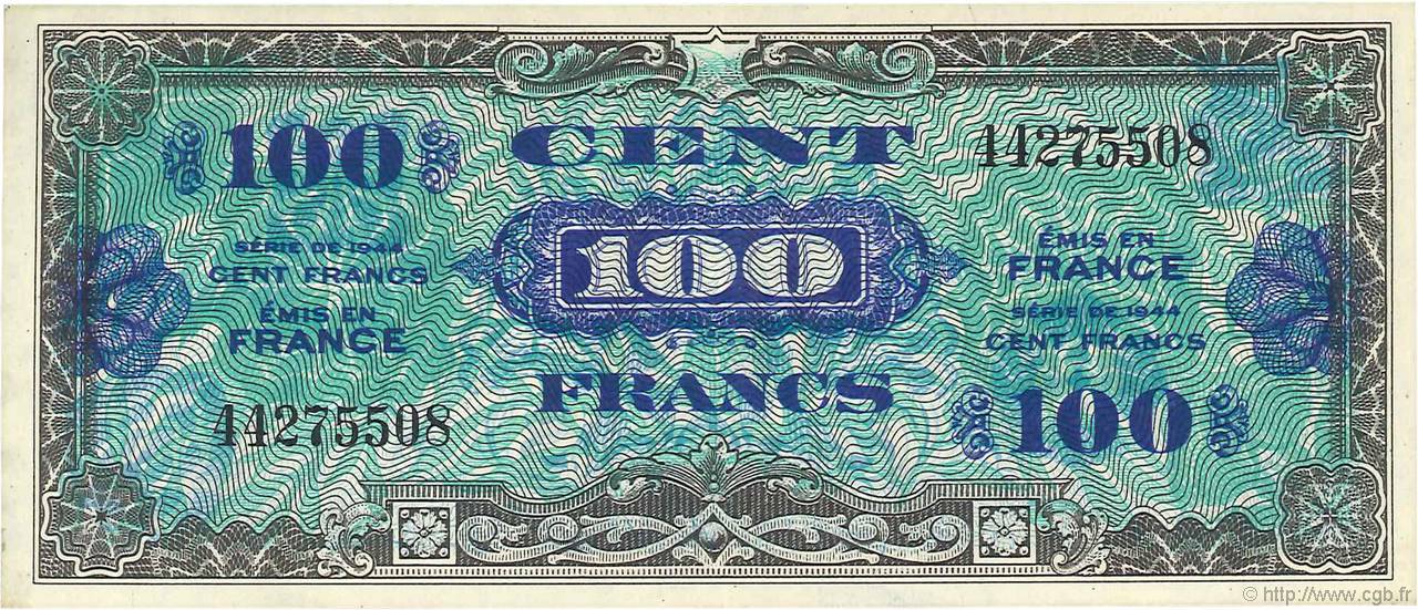 100 Francs DRAPEAU FRANCE  1944 VF.20.01 XF+