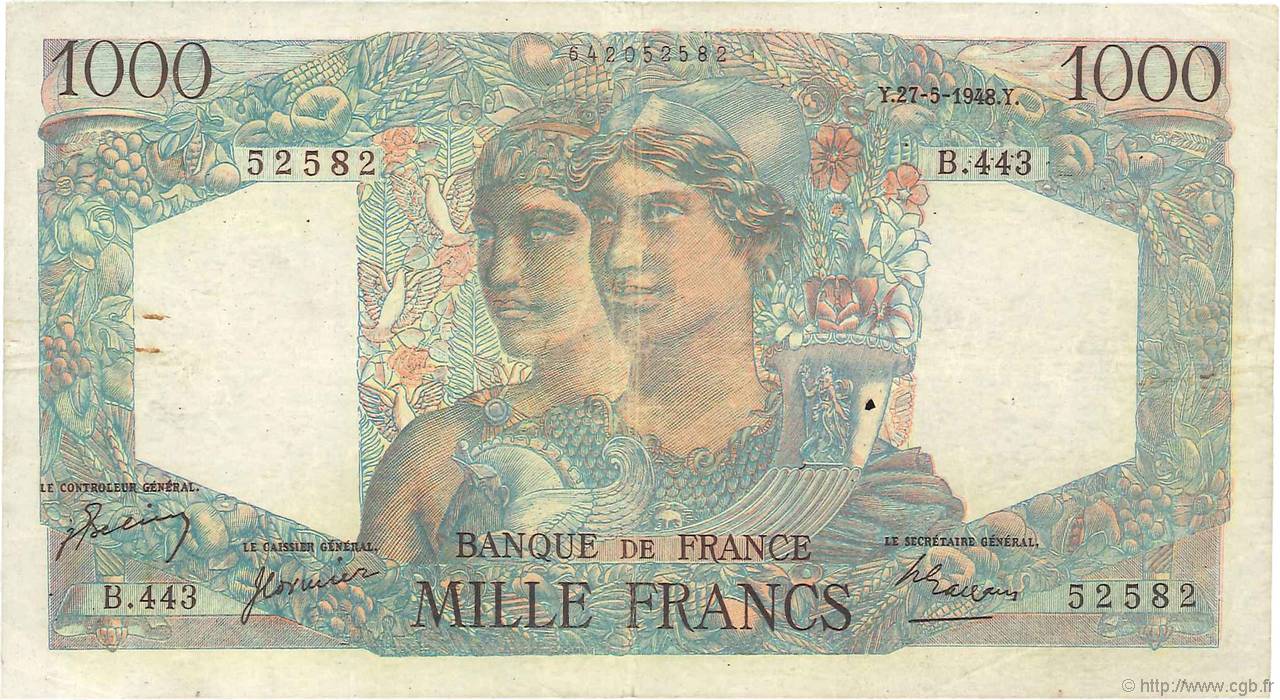 1000 Francs MINERVE ET HERCULE Faux FRANCIA  1948 F.41.21 MBC