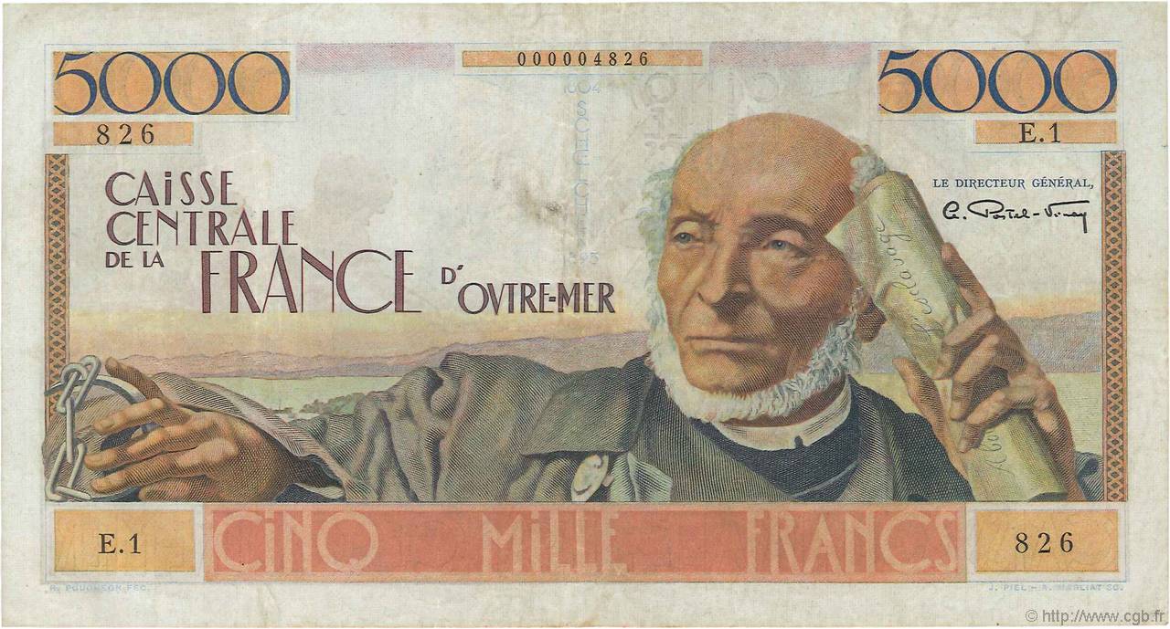5000 Francs Schoelcher AFRIQUE ÉQUATORIALE FRANÇAISE  1946 P.27 TTB+