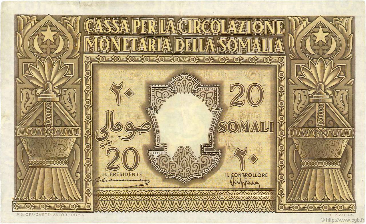 20 Somali ITALIE  1950 P.14a TTB+