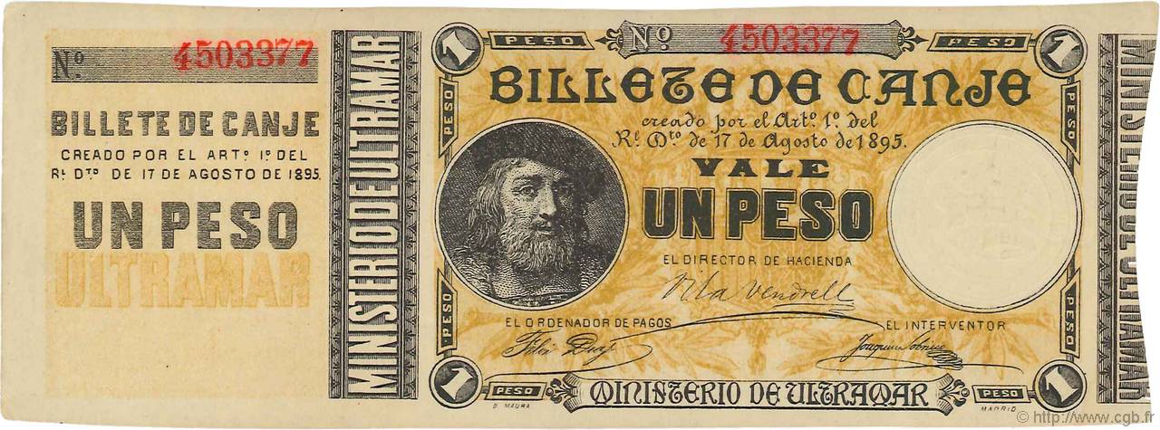 1 Peso PUERTO RICO  1895 P.07a SPL