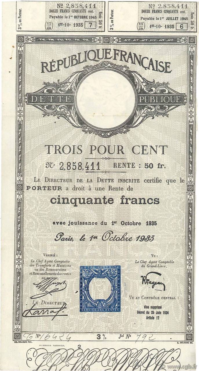 50 Francs FRANCE regionalism and miscellaneous  1935  XF