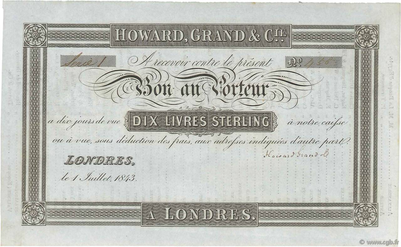 10 Livres Sterling FRANCE regionalismo y varios  1843  SC