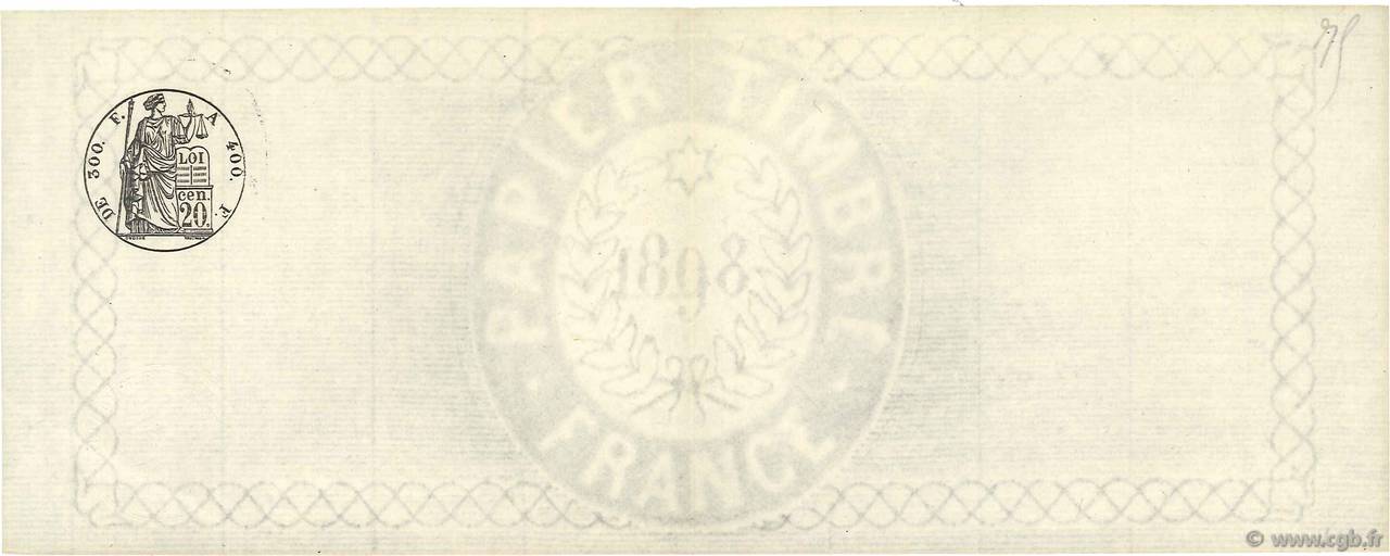 300 Francs - 400 Francs FRANCE regionalismo e varie  1898  SPL