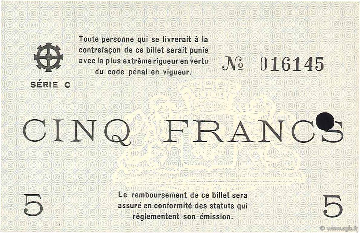 5 Francs FRANCE Regionalismus und verschiedenen Mulhouse 1940 K.069 fST+