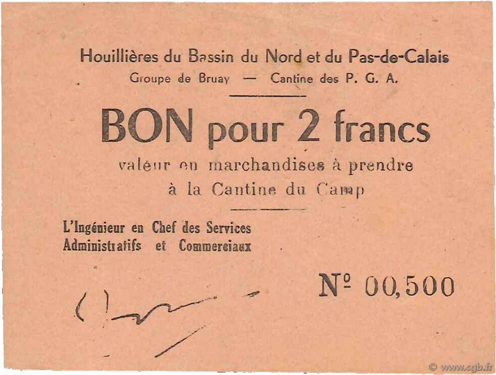 2 Francs FRANCE regionalism and various Bruay 1945 K.067.02 VF
