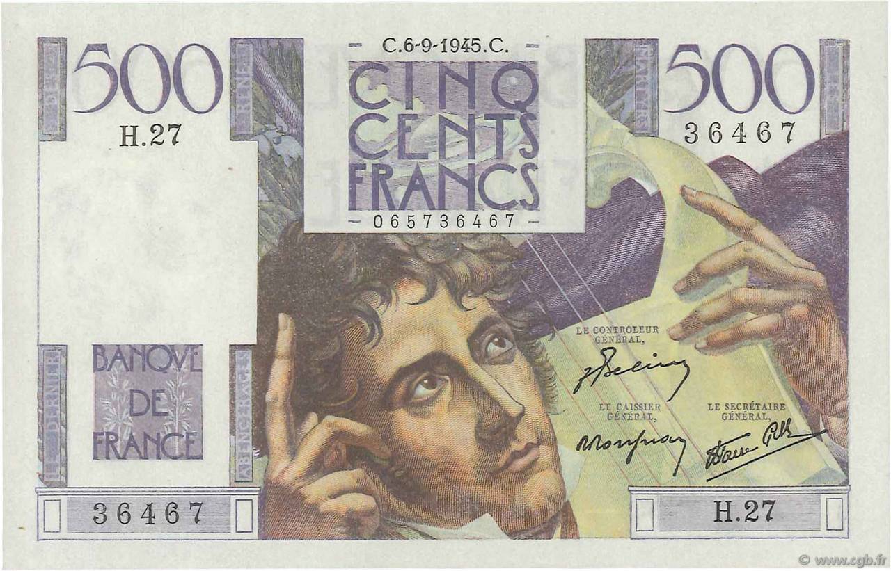 500 Francs CHATEAUBRIAND FRANCIA  1945 F.34.02 SC+