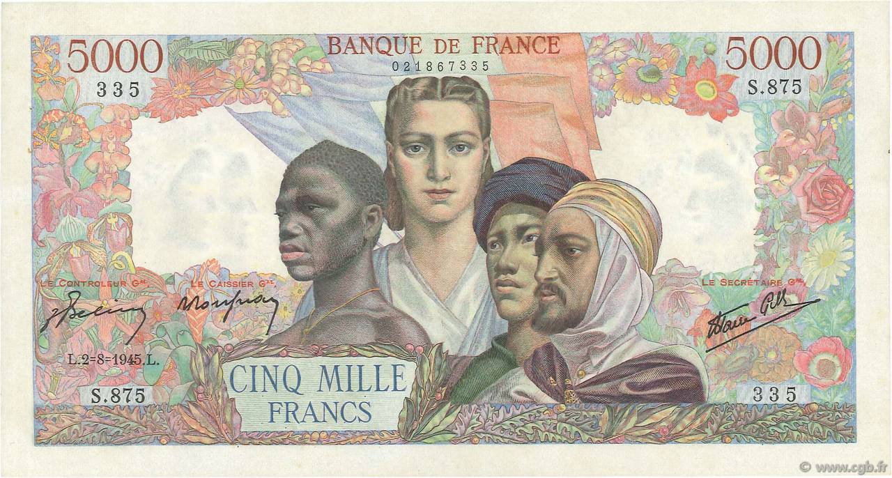 5000 Francs EMPIRE FRANÇAIS FRANCIA  1945 F.47.37 EBC