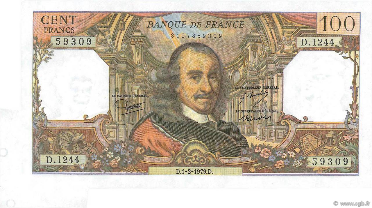 100 Francs CORNEILLE Fauté FRANKREICH  1979 F.65.65 fST+