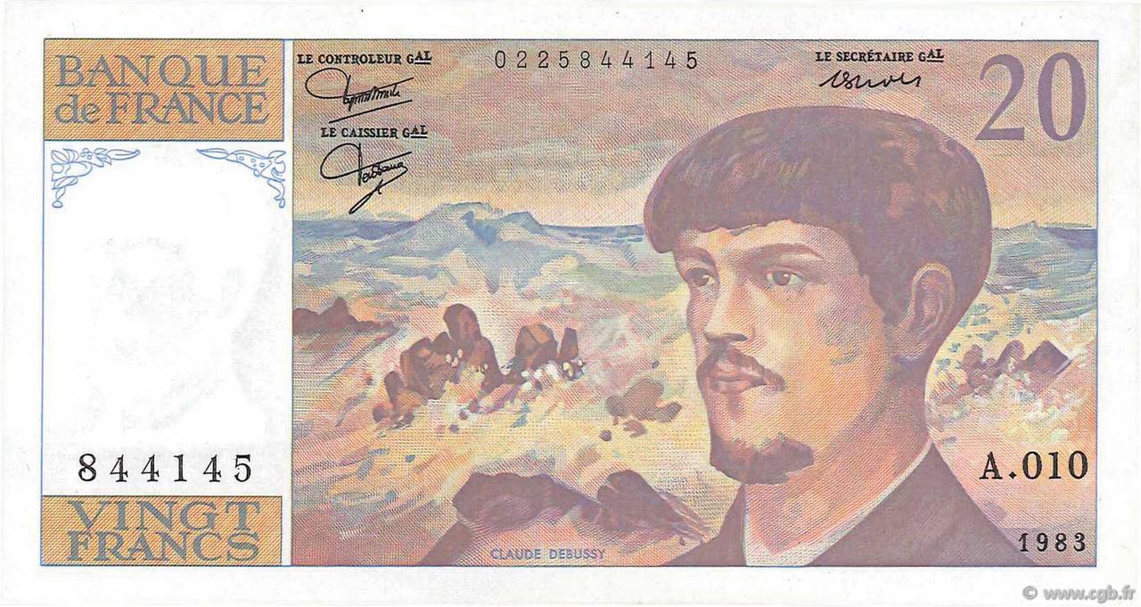 20 Francs DEBUSSY FRANCIA  1983 F.66.04A10 SC+