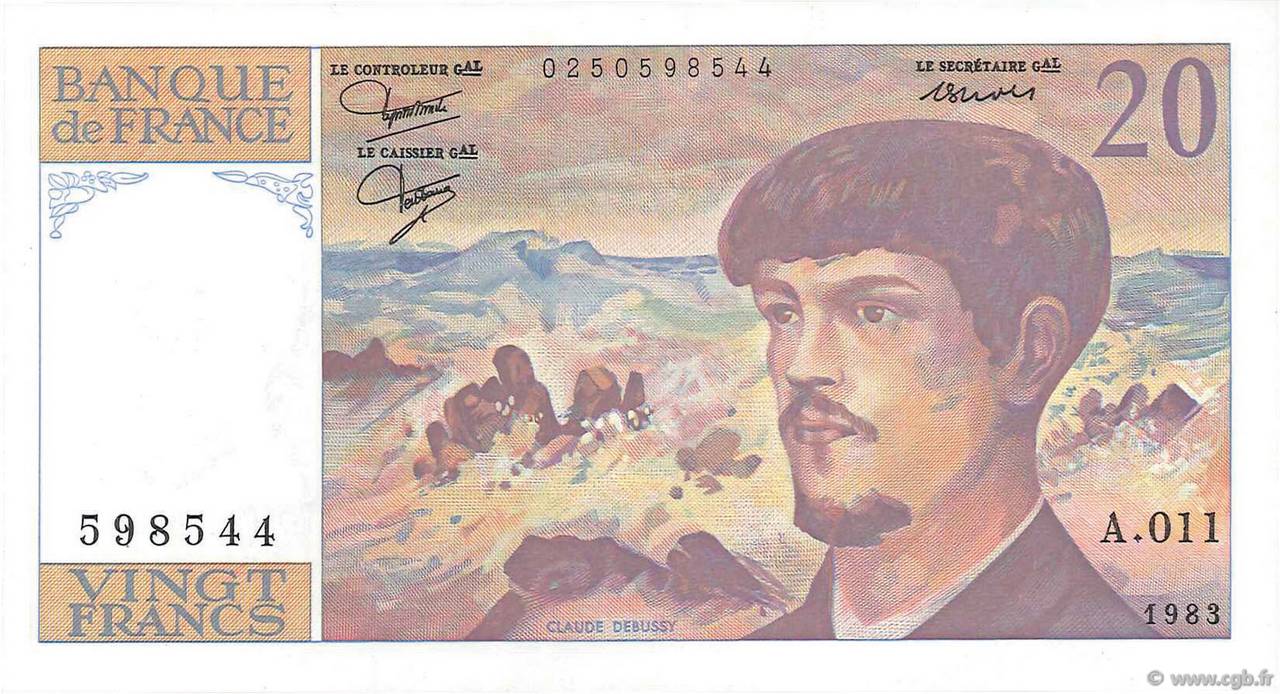 20 Francs DEBUSSY FRANCIA  1983 F.66.04A11 q.FDC