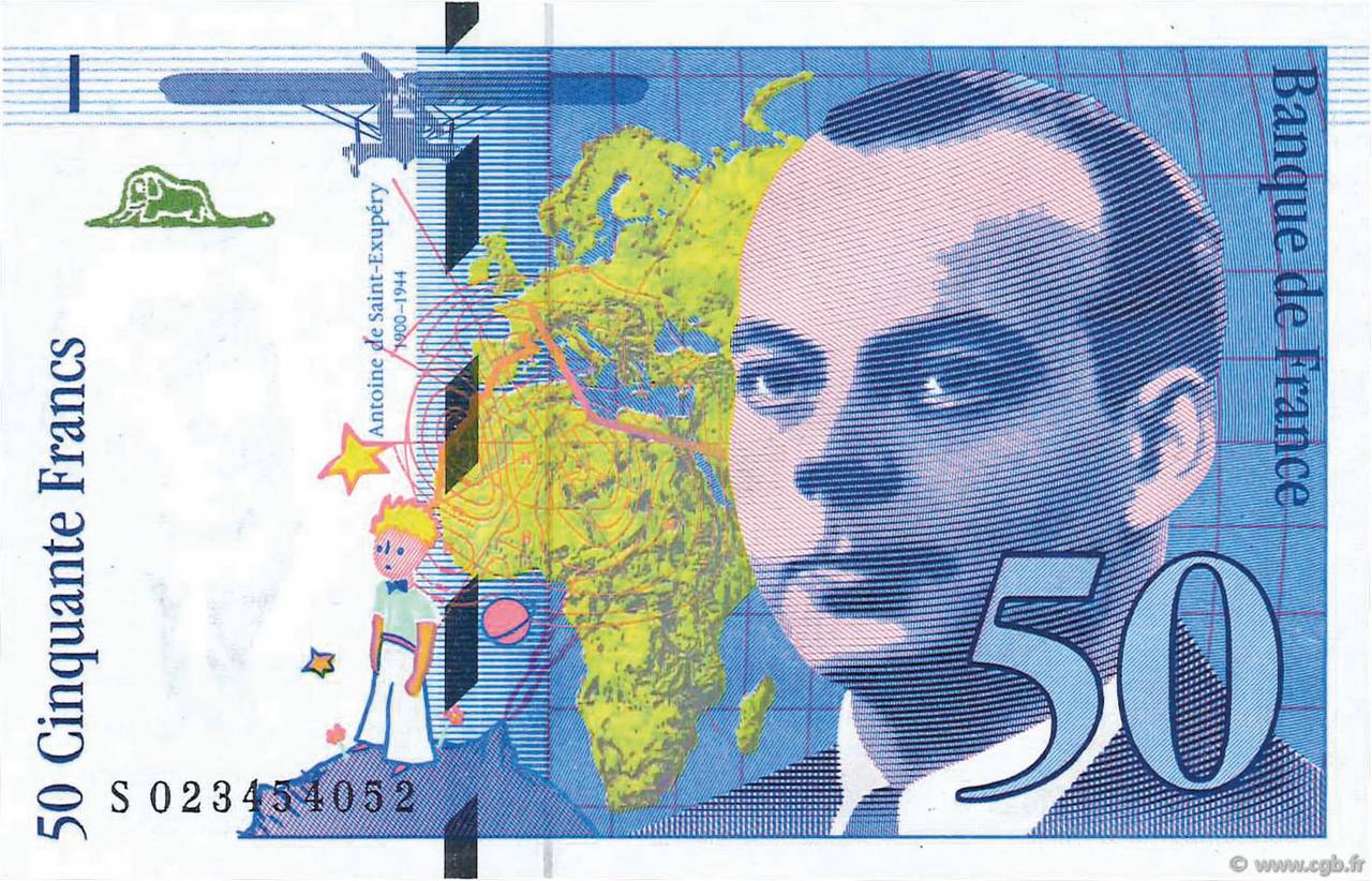 50 Francs SAINT-EXUPÉRY Modifié Fauté FRANKREICH  1994 F.73.01d fST+