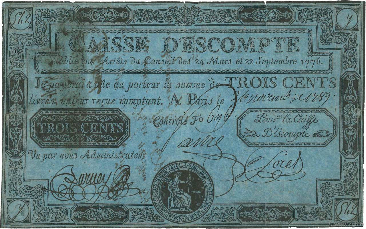 300 Livres FRANCE  1789 Laf.104 F